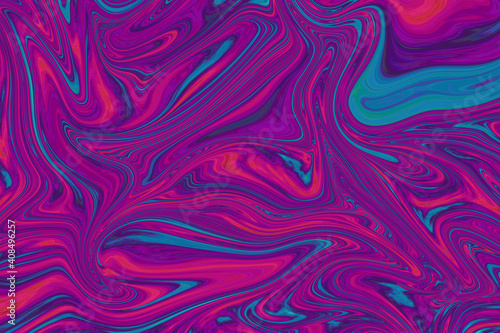 Psychedelic texture of liquid marble in fuchsia, purple and blue tones. Abstract and surreal background