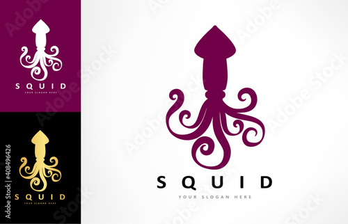 Squid logo vector. Clam design.