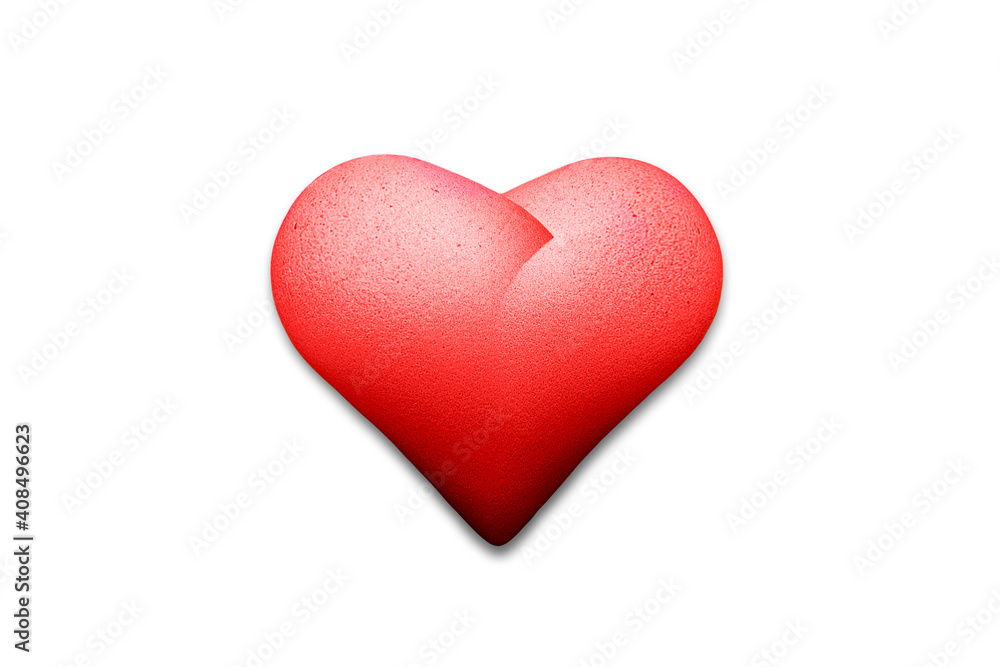 Red heart for Valentine's day isolated on a white background