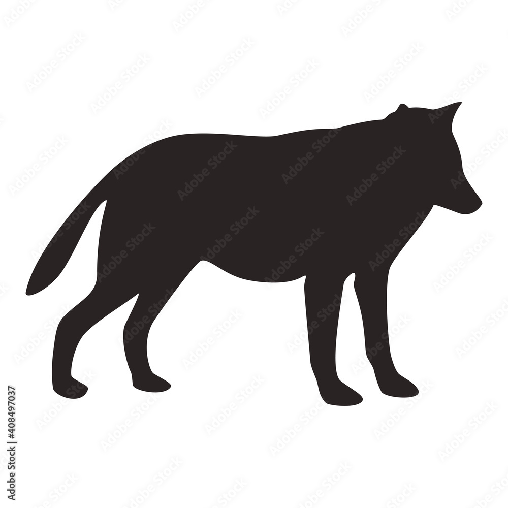 Wolf silhouette, icon. Vector image on a white background. Wolf silhouette, icon. Vector image on a white background.