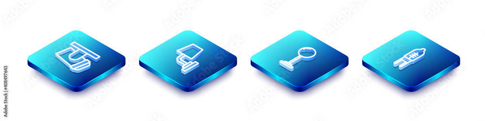 Set Isometric line Led track lights and lamps, Wall or sconce, Floor and Light emitting diode icon. Vector. Set Isometric line Led track lights and lamps, Wall or sconce, Floor and Light emitting diode icon. Vector.