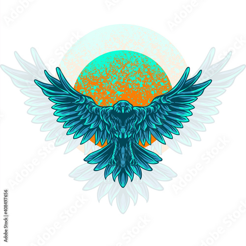 raven animal mascot logo illustration