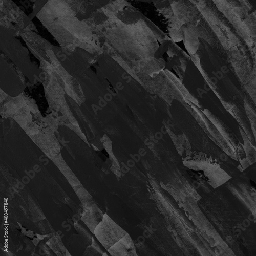 Modern contemporary acrylic background. Black texture made with a palette knife. Abstract painting on paper. Mess on the canvas.