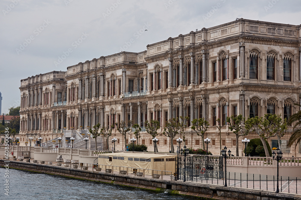 Chiragan Palace building of the palace of Sultan Abdul Aziz view from the Bosphorus Strait Istanbul  12 May 2017