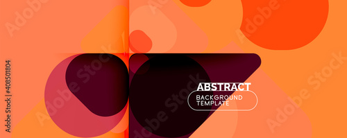 Flat geometric round shapes and dynamic lines, abstract background. Vector illustration for placards, brochures, posters and banners