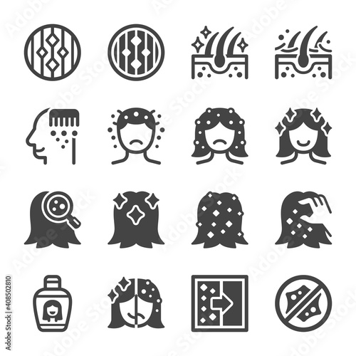 dandruff icon set,vector and illustration
