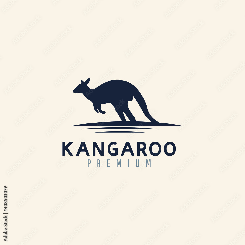 silhouette of a kangaroo logo design concept.