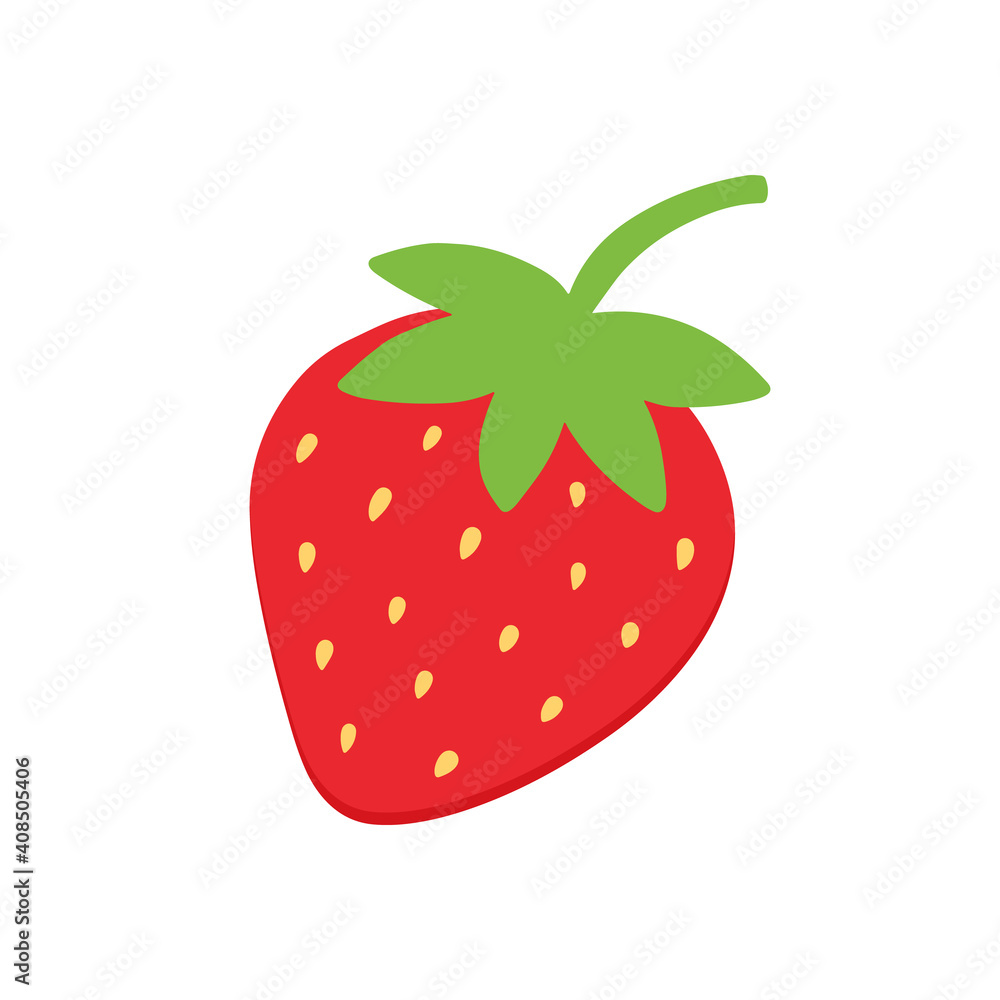 Obraz premium Red strawberry vector cartoon style icon, illustration.