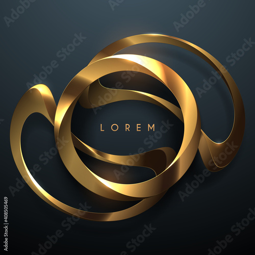 Golden rings with glow and shadow effect