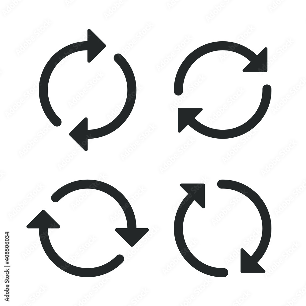 Update vector icon. Refresh arrow rotation symbol. Reload cycle sign.  Arrowhead rotate button. Flat shape silhouette logo image. Stock Vector |  Adobe Stock