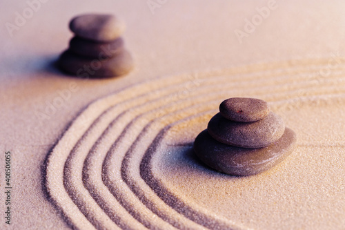 Photography Meditation zen garden with stones on sand