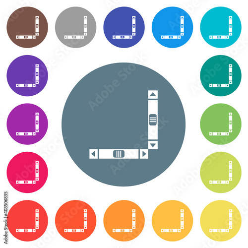 Vertical and horizontal scroll bars flat white icons on round color backgrounds