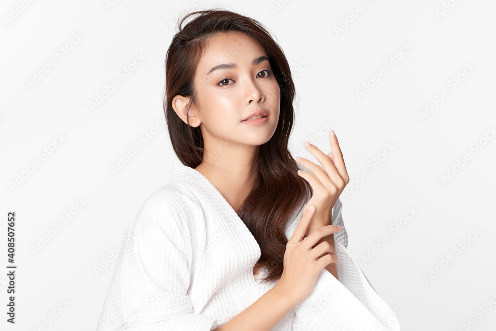 Beautiful young asian woman with clean fresh skin on white background, Face care, Facial treatment, Cosmetology, beauty and spa, Asian women portrait Beautiful young asian woman with clean fresh skin on white background, Face care, Facial treatment, Cosmetology, beauty and spa, Asian women portrait