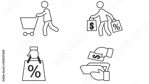 Buyer icons set. Outline set of buyer vector icons for web design isolated on white background