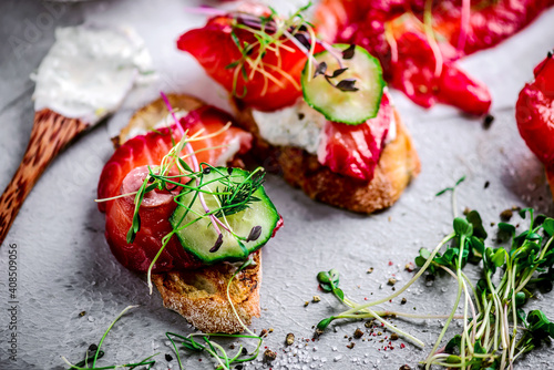 Beetroot and dill salmon gravlax.style rustic photo