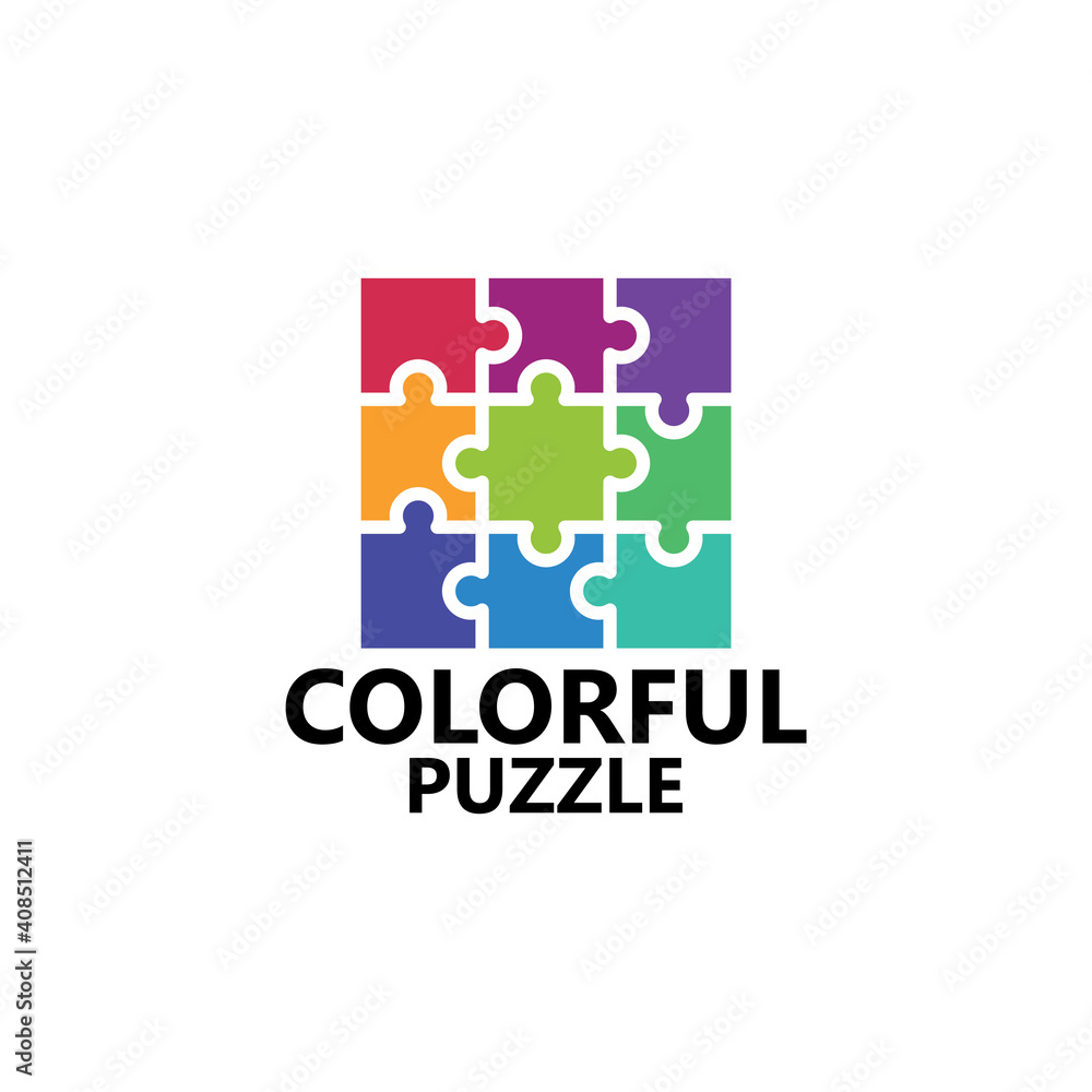 Colorful puzzle logo template design