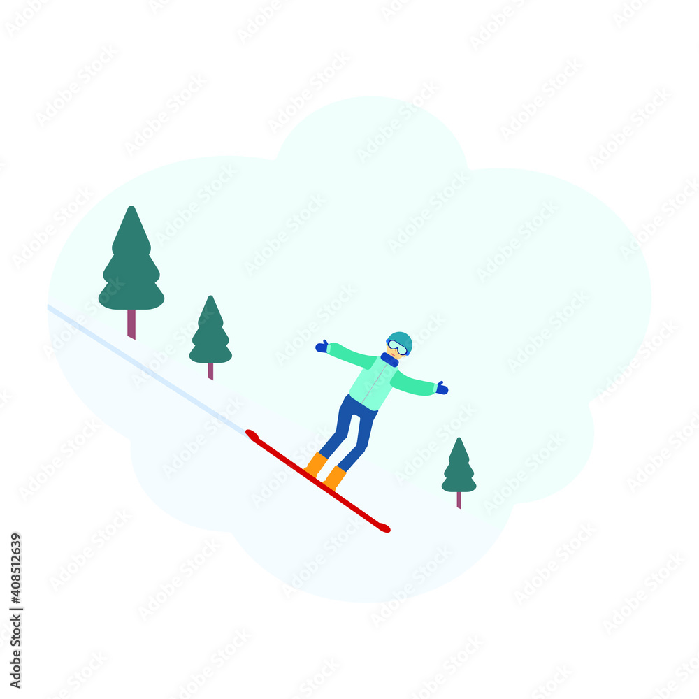 Fototapeta premium snowboarding on white background
