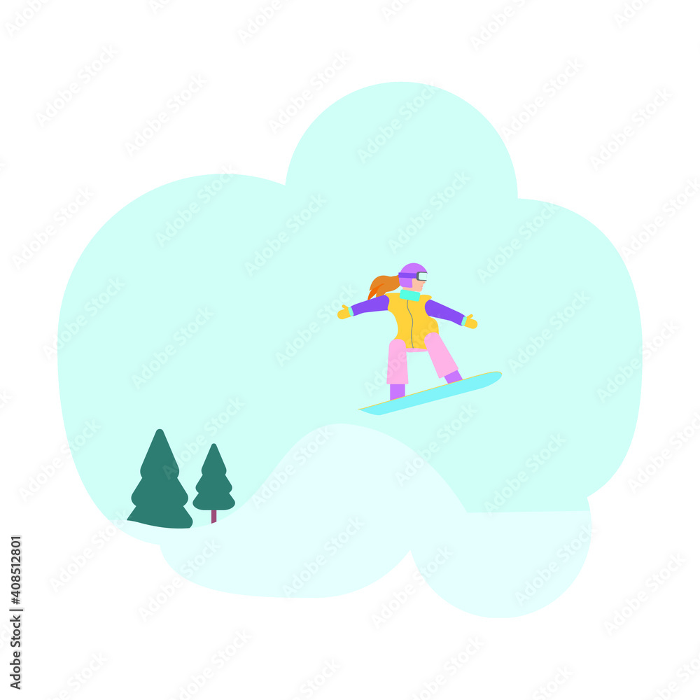 snowboarding on white background