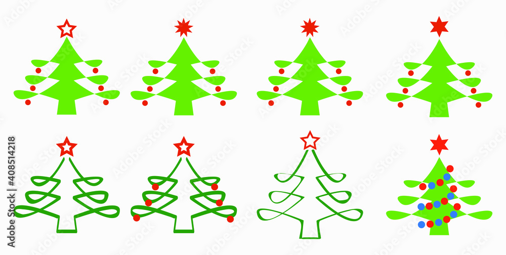 Obraz premium Christmas tree. Christmas. New Years holiday. Decorations for Christmas. Vector icon.