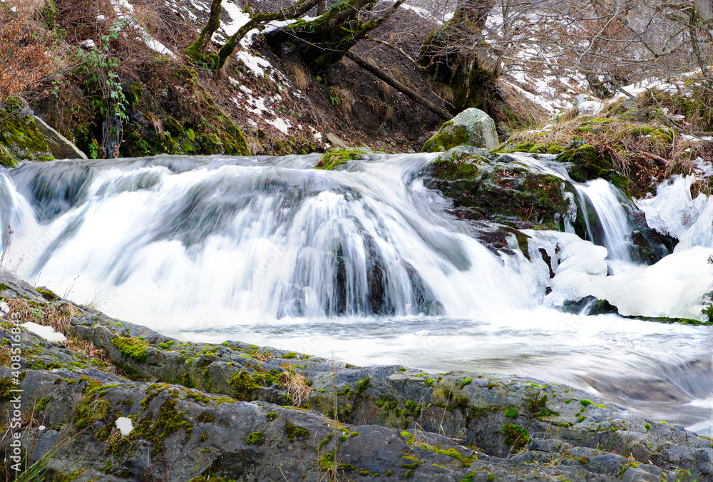 Fototapeta premium River waterfall and frozen water