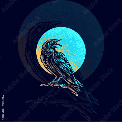 raven animal mascot logo illustration
