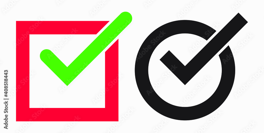 Icon ok. Okay icon. Confirmation of action. Checkbox. Choice. Vector icon. Icon ok. Okay icon. Confirmation of action. Checkbox. Choice. Vector icon.