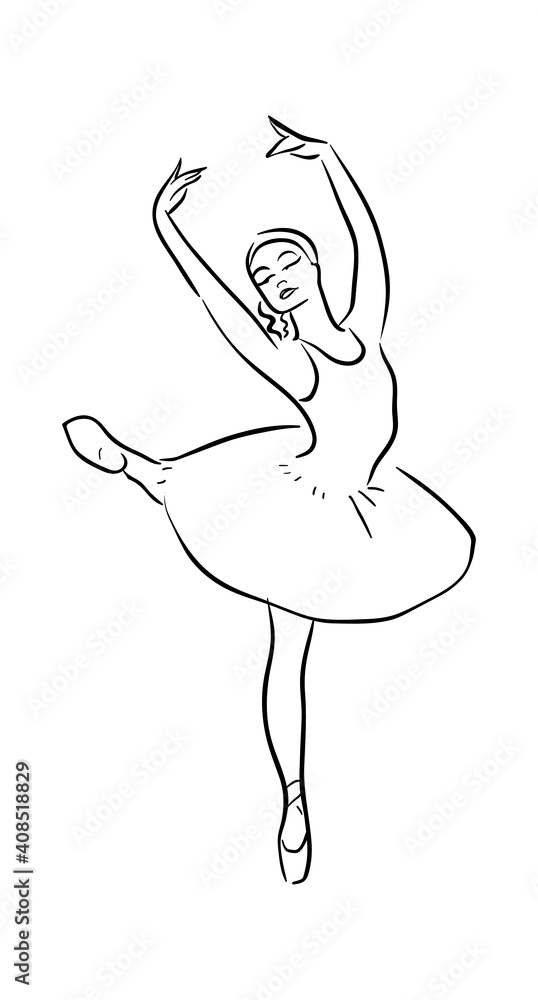 Line drawing of Ballerinas stock illustration