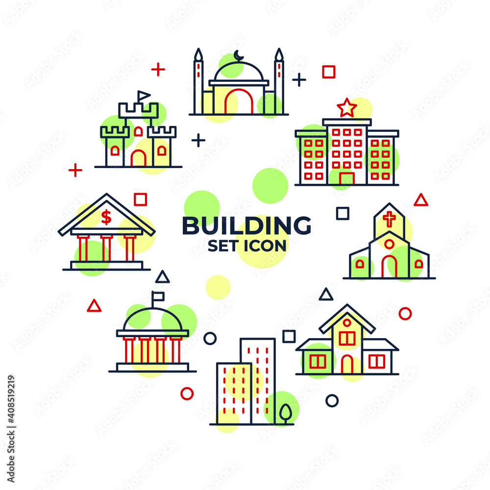 Building web icon set. Simple Building icons collection vector illustration.