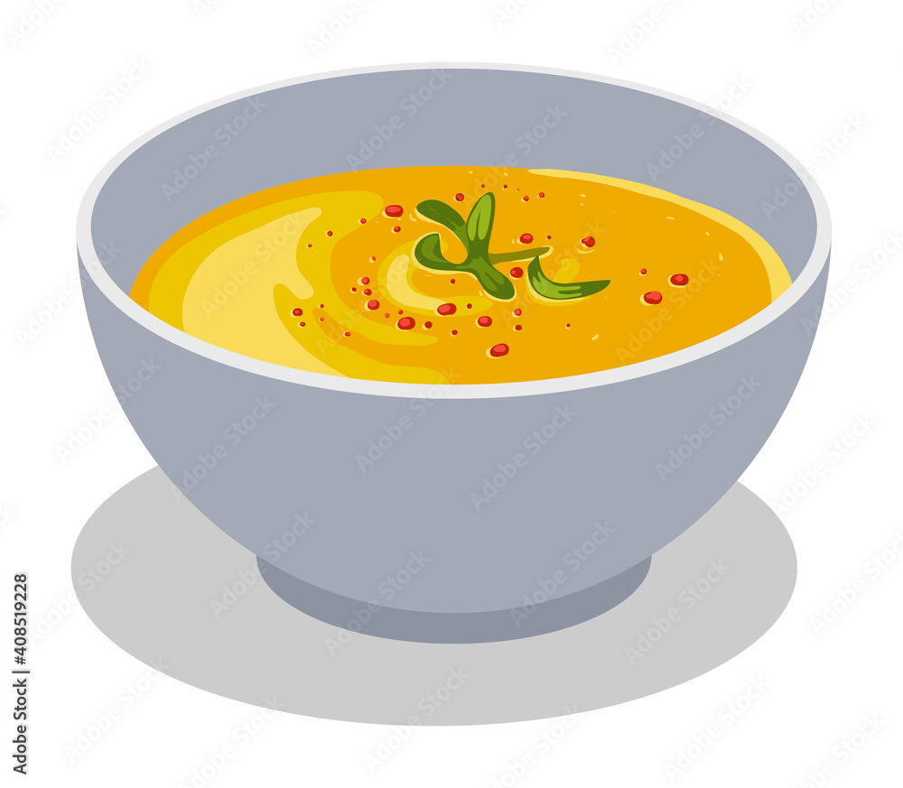 Vecteur Stock Carrot soup on white background. stock illustration
