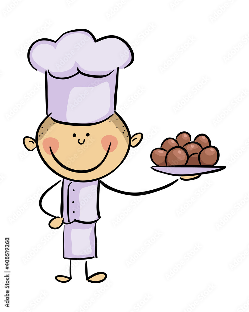 Chef Showing Brown eggs Illustration Chef Showing Brown eggs Illustration