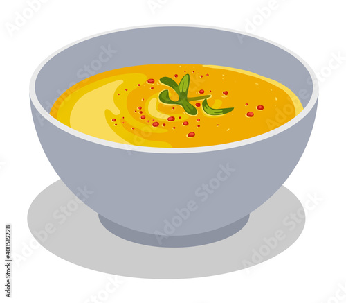 Carrot soup on white background. stock illustration
