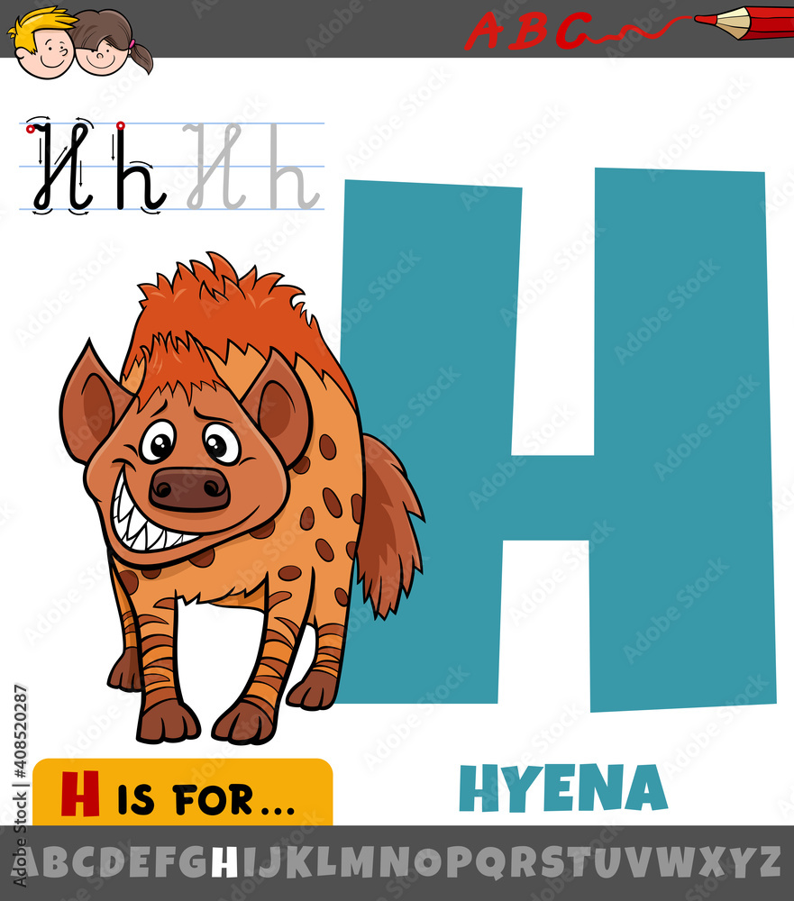 letter H from alphabet with cartoon hyena animal Stock Vector | Adobe Stock