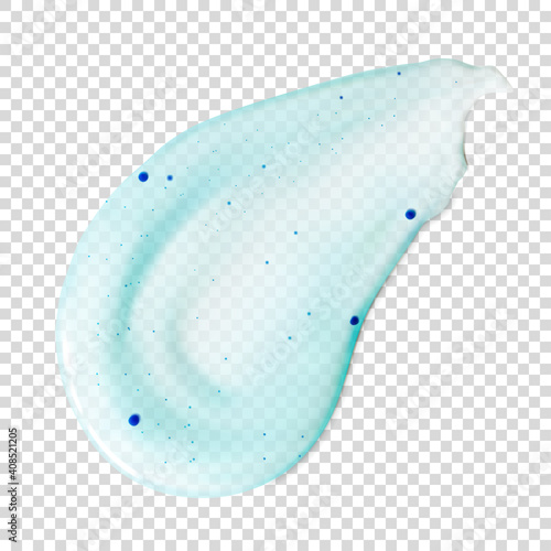 Transparent blue scrub smear realistic vector illustration isolated. Skincare cosmetic product swatch