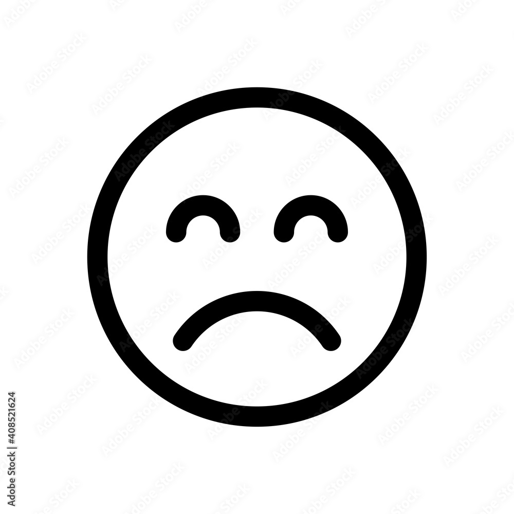 Sad emotion icon vector illustration isolated on white background on outline style Sad emotion icon vector illustration isolated on white background on outline style