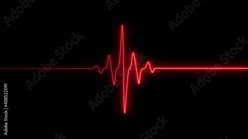 Red colorful heartbeat rate and pulse on black screen, seamless and loop motion animate footage photo