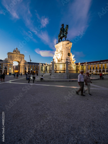 PORTUGAL, LISBOA, Juy 2017 10th; Commercial Square, Praça do Comercio, Arco da Rua Augusta Arch of Triumph, equestrian statue of King Jose I, Baixa, Lisbon photo