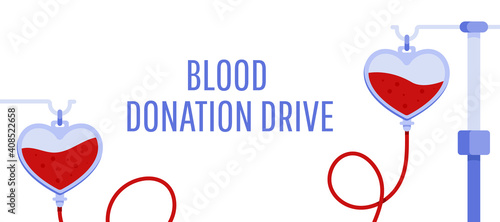 World Blood Donor Day. Blood donation day concept with blood bag and heart. Vector illustrator for web banners, brochure cover design and flyer.