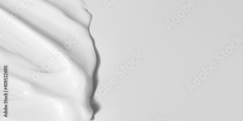 Cosmetics cream product texture vector realistic illustration. Skincare horizontal banner. Softness delicate moisturizer smooth smear with copy space.