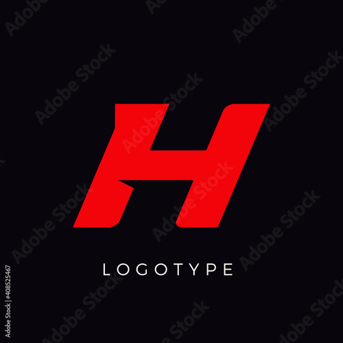 Speed letter H. Red race monogram logo. Italic bold racing style vector latin character. Letter for branding. Typeset design.