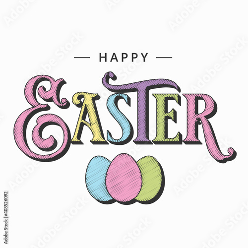 Easter card with easter eggs on white background