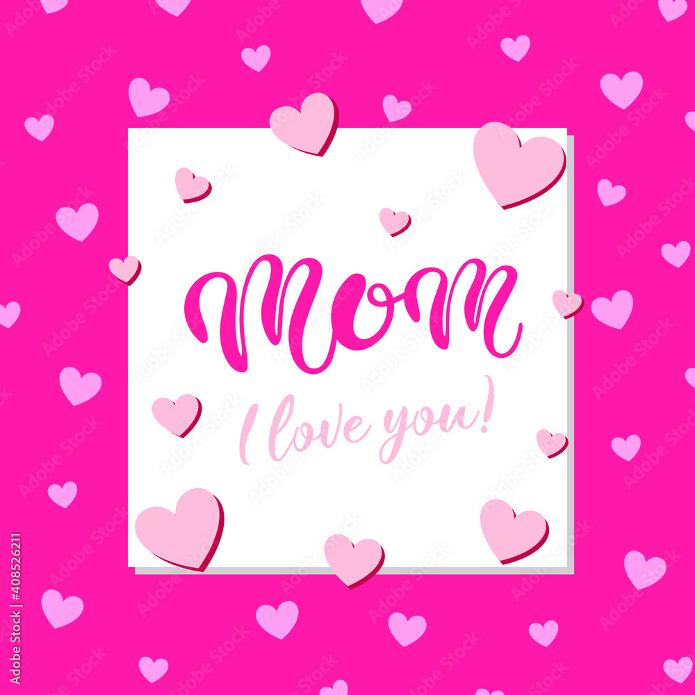 Cute greeting card for Mother's day. Hand drawn lettering. Vector illustration