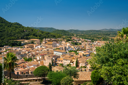 A view on Capdepera town from the castle on a sunny day on Mallorca island in Spain