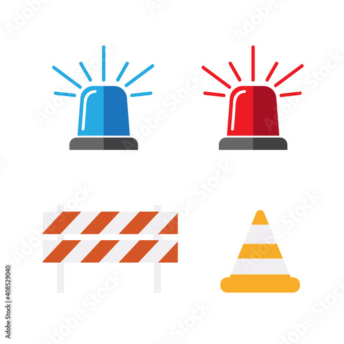 Red and blue flashers Siren vector. Flasher alert icon. Flashing light for Police, ambulance