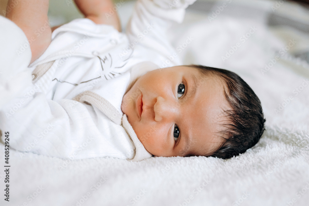 Newborn boy on his first day. 