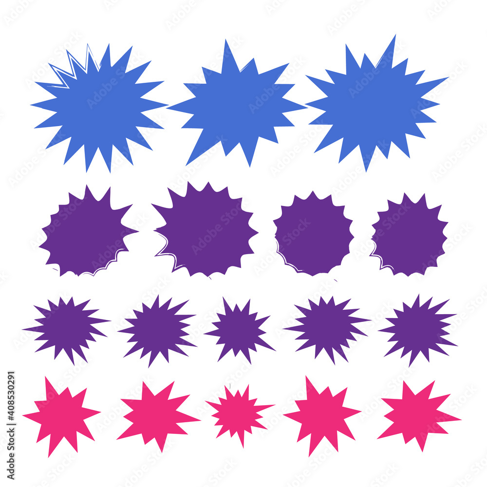 Bursting speech star set. Starburst isolated icons set Bursting speech star set. Starburst isolated icons set
