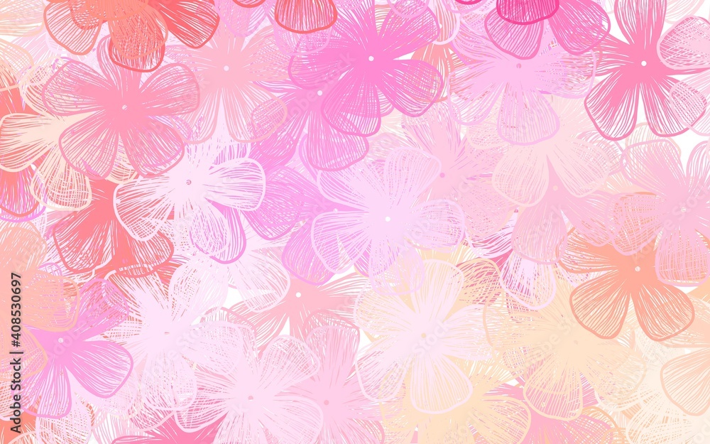 Light Pink, Yellow vector natural artwork with flowers