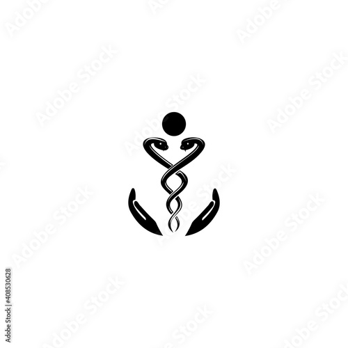 pharmacist vector logo. caduceus icon pharmacy symbol logo template. Healthcare & Medical.