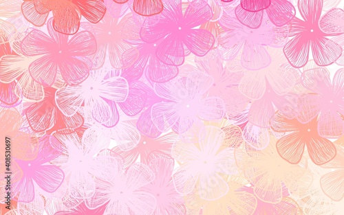 Light Pink, Yellow vector natural artwork with flowers