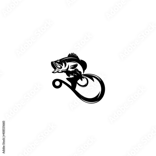Fishing logo. Wild Fish Logo, Fly Fishing Logo, Fishing Hook. Design isolated white background