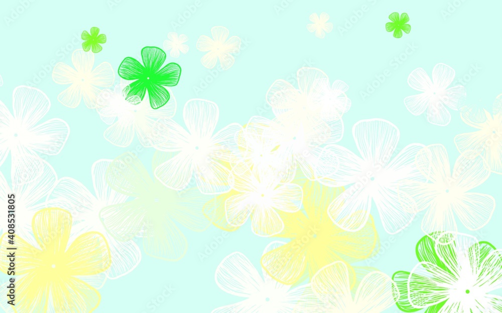 Light Green, Yellow vector elegant template with flowers.